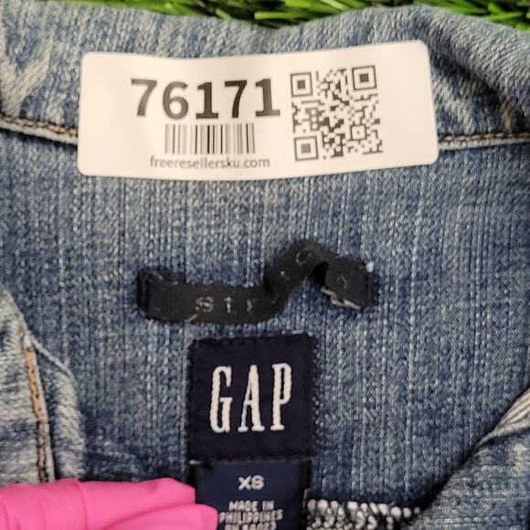 Vintage 90s GAP Denim Jacket Womens 2XS/XS 16x20 Faded Blue - Picture 8 of 15